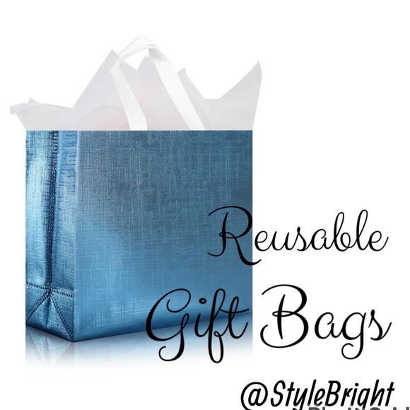 $5 Reusable Tote Gift Bags Large Handles & Insert 12.6 x 11 x 4.7" Pink Or Aqua - Picture 9 of 11